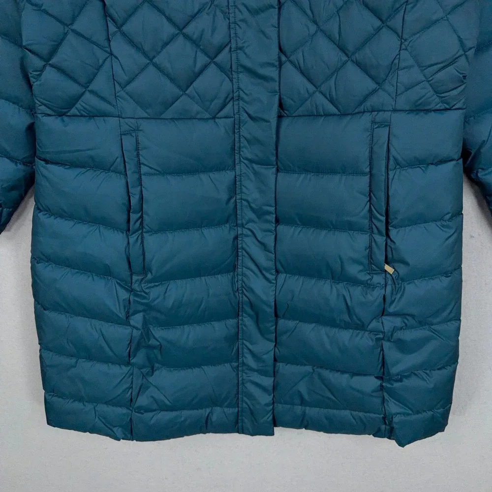 Liz Claiborne Puffer Jacket Womens XL Tahoe Teal Quilted Hooded Winter Gorpcore